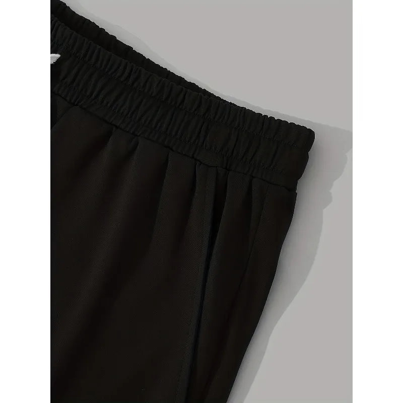 Men'S Casual Sports Shorts with Cross Print and Letter Design, Drawstring Waistband and Pockets, Summer Street Fashion